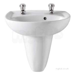 Twyford Mid Market Ware -  Galerie 450x340 Basin 2 Tap Gn4822wh