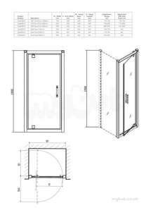 Twyford Geo6 and Hydr8 Enclosures -  Geo6 180 Pivot Door 900mm G65600cp
