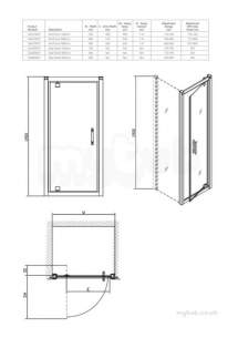 Twyford Geo6 and Hydr8 Enclosures -  Geo6 Pivot Door 800mm Left Hand Or Right Hand G64100cp