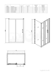 Twyford Outfit Total Install Showers -  Geo6 Sliding Door 1200mm Left Hand Or Right Hand G68503cp
