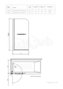 Twyford Geo6 and Hydr8 Enclosures -  Geo6 1 X Pnl Bath Screen 1500x850 Left Hand G61968cp