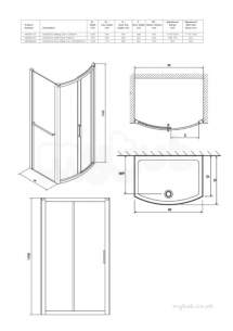 Twyford Geo6 and Hydr8 Enclosures -  Hydr8 Bow Sliding Door Side Panel 700mm H83401cp
