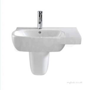 Twyford Moda Sanitaryware -  Moda Offset Washbasin 650x460 Right Hand 1 Tap With Total Install System Md4011wh