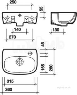 Twyford Moda Sanitaryware -  Moda 360 Handrinse Washbasin 1 Tap Md4821wh