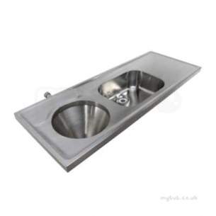 Twyford Stainless Steel -  1600 Disposal Hopper And Worktop Back Inlet Right Hand Drainer Htm64 Duhs Ps8108ss