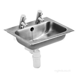 Armitage Shanks Commercial Sanitaryware -  Armitage Shanks Berwick2 S2628 Two Tap Holes Ctp Basin 49x38 Pol S/s