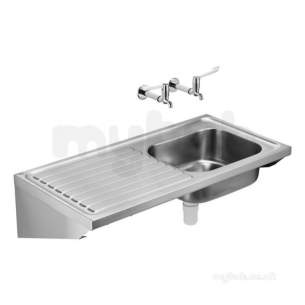 Armitage Shanks Commercial Sanitaryware -  Armitage Shanks Doon Sink S5987 No Tap Holes 120x60 Pol Ss Left Hand Drn