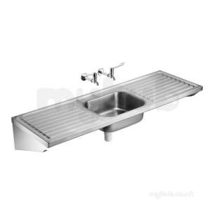 Armitage Shanks Commercial Sanitaryware -  Armitage Shanks Doon Sink S5993 No Tap Holes 180x60 Pol Ss Db Drn