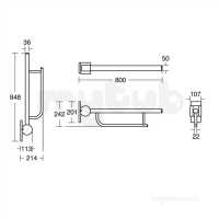 Armitage Shanks Commercial Sanitaryware -  Armitage Shanks Contour 21 S6361 65cm Hngd Suppt Arm S/s