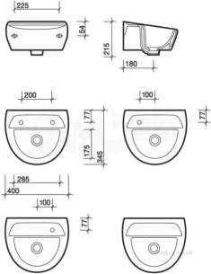 Twyfords Commercial Sanitaryware -  Sola Medical Washbasin 400x345 1 Tap Right Hand Htm64-lb G S Sa4155wh