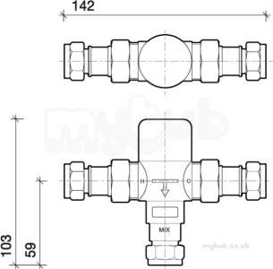 Twyfords Commercial Brassware -  Mixing Valve 15mm Thermostatic Tmv2 And 3 Sf1337xx