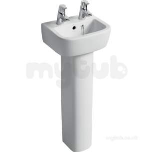 Ideal Standard Tempo T0596 350mm Two Tap Holes Handrinse Basin Wh