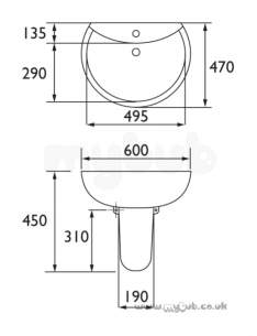 Bristan Brassware -  Bristan Blade 60cm 1 Th Basin Sw Bl Basin 1h W