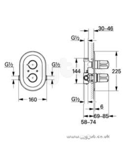 Grohe Tec Brassware -  Grohe A2000 34932 Tmv3 1/2 Inch Therm Shower Conc Cp