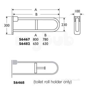 Armitage Shanks Commercial Sanitaryware -  Armitage Shanks Contour 21 65cm Hinged Support Arm S6482lj