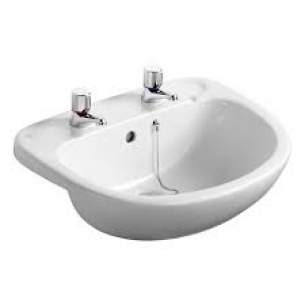 Ideal Standard Studio -  Ideal Standard Studio E1780 560mm Two Tap Holes Semi-countertop Basin White