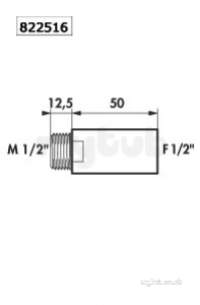 Delabie Extension Union Mf1/2 Inch L100 24 Chromed For Wall Mtd Taps