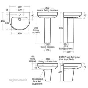 Ideal Standard Playa Sanitaryware -  Ideal Standard Playa J4671 550mm Two Tap Holes Basin White