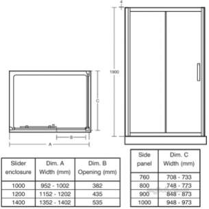 Trevi Shower Enclosures -  Ideal Standard Synergy L6296 Slider Door 1200mm Sil Clr