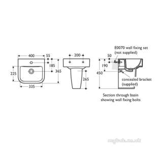 Ideal Standard Create -  Ideal Standard Square E310501 40cm Hand Rinse/cntp Basn