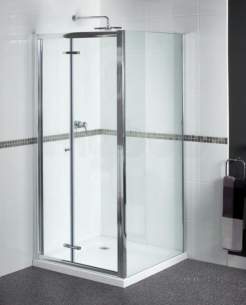 Aqualux Shine Products -  Fen0898aqu Polished Silver Shine Clear Glass Bi-fold Shower Door 1850x760mm