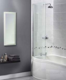 Aqualux Shine Products -  Fbs0274aqu Polished Silver Clear Glass Curved Shower Bath Screen 1500x710mm