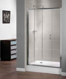 Aqualux Shine Products -  Polished Silver Shine Xtra Clear Glass Sliding Shower Door 1850mmx1000mm