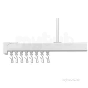 Plumb Center Showertrack and Curtains -  Croydex Gp 87001 White Slenderline Shower Rail With Four Assembly Options