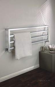 The Radiator Company Towel Warmers and Decorative Rads -  Chrome Panorama 440x1220mm Heated Horizontal Bathroom Towel Rail Integral Valves