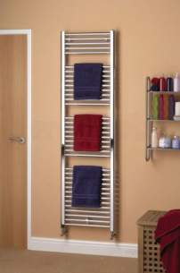 Caradon Ladder Towel Rails -  Stelrad 147004 Chrome Straight Ladder Heated Towel Rail 1200mm H X 500mm W