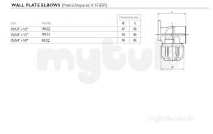 Philmac 3g Wall Plate Elbow 9022 20-1/2