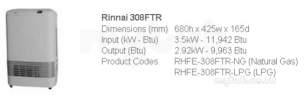 Rinnai Range Of Gas Wall and Water Heaters -  Rinnai Rhfe 308ftr Gas Wall Heater Ng