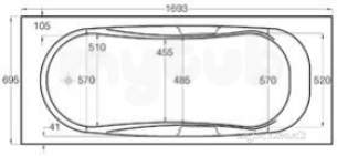 Roca Acrylic Baths -  Roca Genova 1700x700mm Bath With Integral Grips 2th