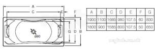 Roca Acrylic Baths -  Roca Becool 1800mm X 900mm No Tap Holes D/ended Bath Wh