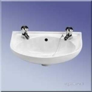 Twyford Mid Market Ware -  Advent Ad4712 450mm Two Tap Holes Basin White Ad4712wh