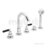 5 Hole Bath/shower Mixer Deck Mount Plus Black Handls