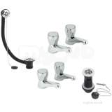 Option Basin And Bath Pillar Tap Packcp1/2 And 3/4 With Chrome Wastes Pk4015cp