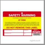 REGIN REGP37 WARNING AT RISK STICKER X8