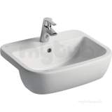 Ideal Standard Tempo T0591 550mm Two Tap Holes Semi Ctop Basin Wh