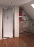 Fen1129aqu Polished Silver Aqua 4 Clear Glass Pivot Shower Door 1850x900mm