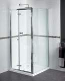 FEN0898AQU Polished Silver Shine Clear Glass Bi-Fold Shower Door 1850x760mm