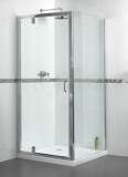 FEN0897AQU Polished Silver Shine Clear Glass Pivot Shower Door 1850x900mm