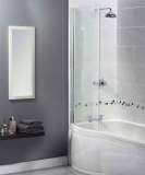 FBS0274AQU Polished Silver Clear Glass Curved Shower Bath Screen 1500x710mm