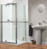 Fen0998aqu Polished Silver Shine Xtra Clear Glass Pivot Shower Door 1850x900mm
