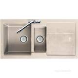 Champagne Bali Reversible Kitchen Sink with Large 1.5 Bowl and Drainer