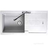 Polar White Bali Kitchen Sink Reversible With Large Single Bowl And Drainer