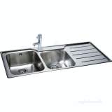 Isis Deep Square Double Bowl Kitchen Sink With Right Hand Drainer