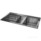 Related item Silhouette Black Glass Kitchen Sink With 1.5 Bowl And Left Hand Drainer