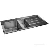 Silhouette Black Glass Kitchen Sink With 1.5 Bowl And Right Hand Drainer