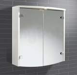 HiB 41100 White Joba Illuminated Bathroom Cabinet with Double Mirrored Doors
